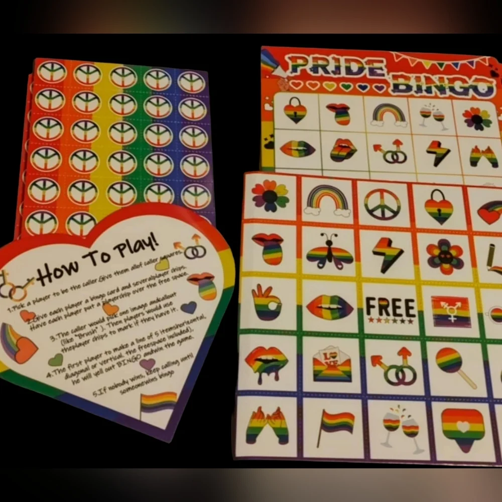 Rainbow Pride Party Supplies Set With Bingo Game Decorations Favors NWOT - Picture 2 of 7